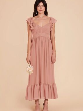 Birdy Grey Dusty Rose Ruffle Sleeve Maxi Dress